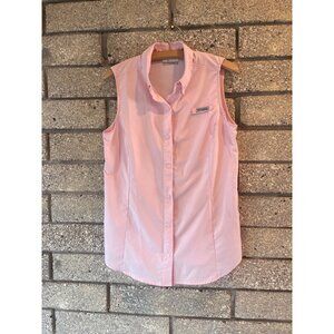 Columbia Womens PFG Sleeveless Pink Fishing Shirt M